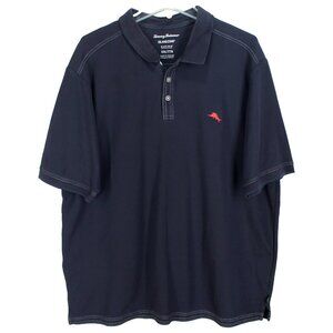 Tommy Bahama Island Zone Polo Shirt Mens Size XXL Navy Blue Short Sleeve Cotton